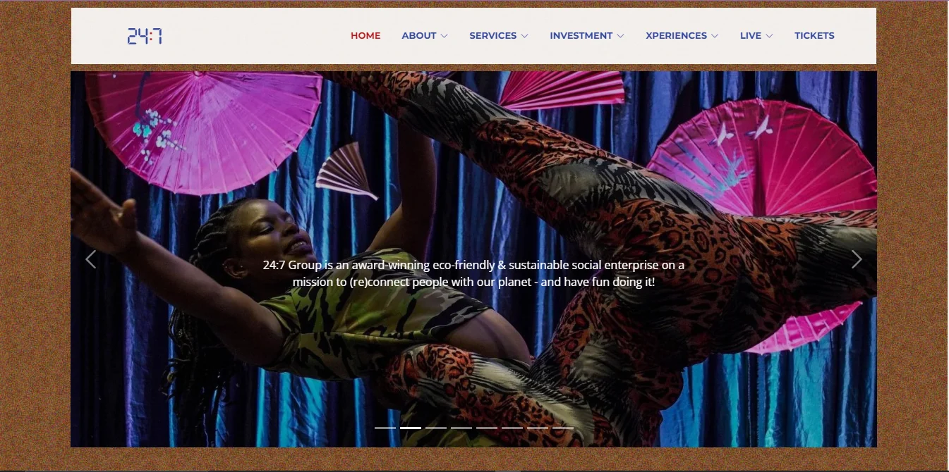 Screenshot of 24:7 Entertainment Website